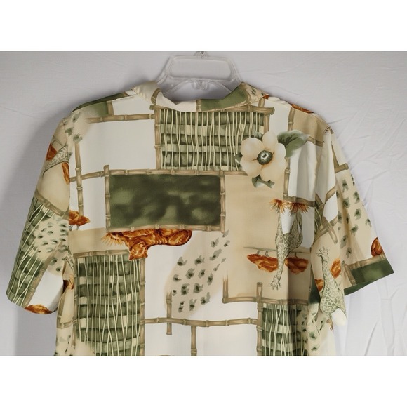 Alfred Dunner Womens 14 Safari Green/White/Brown Button Up Dress Shirt - Picture 7 of 8